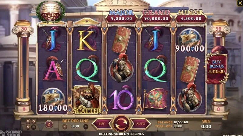 Ancient Rome Deluxe AI – bonusskjerm med ekstra premier